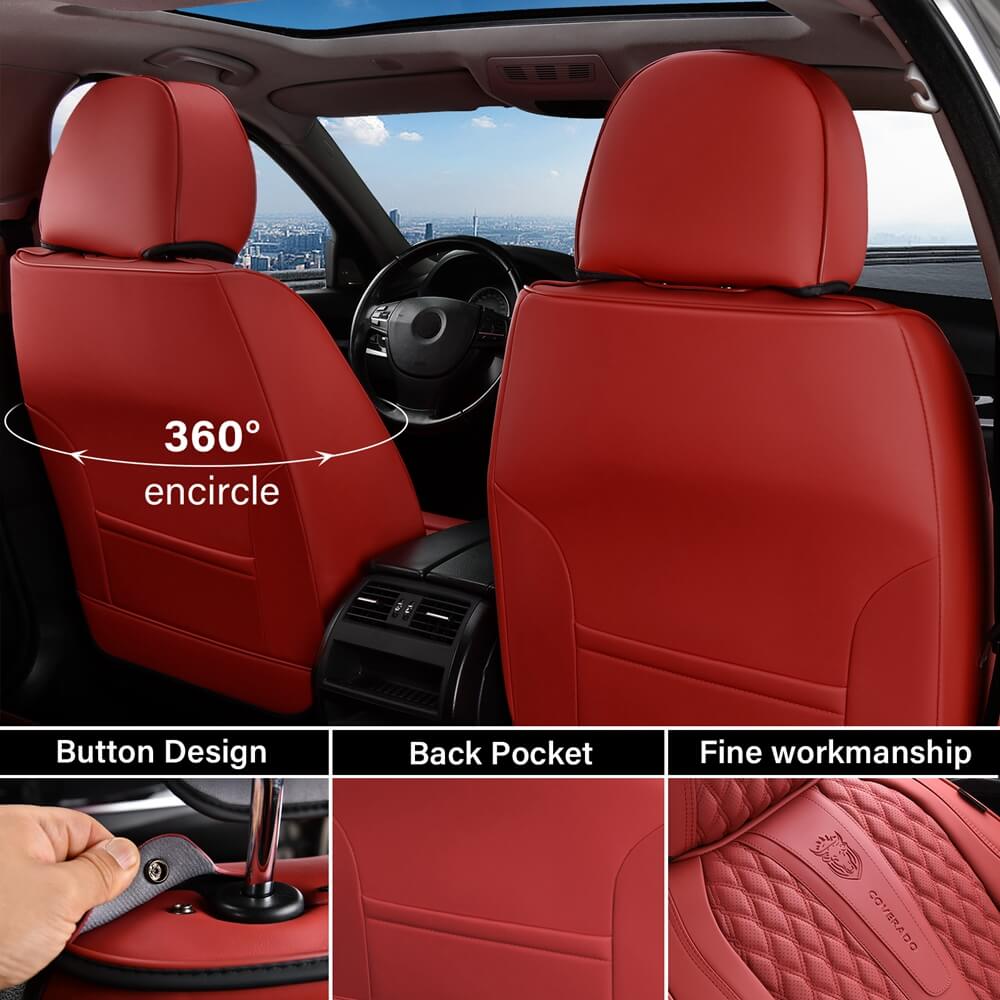 5 Seats Coverado Auto Seat Covers Premium Leather Waterproof Full Set Front and Rear Car Seat Protectors Interior Accessories Universal Fit