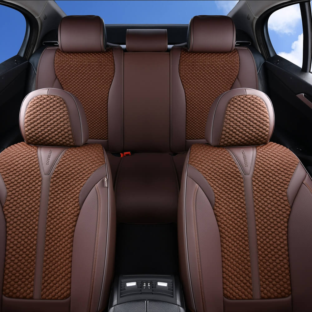 50% OFF🔥🔥 Coverado Seats Full Set Seat Covers Leather & PE Technology Universal Fit