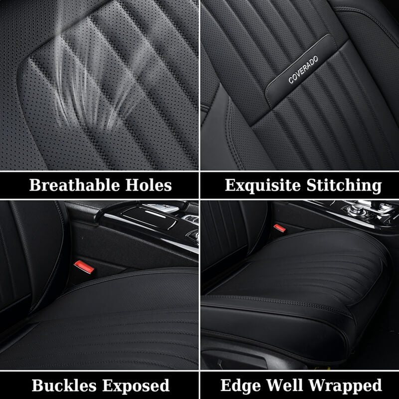Coverado Leather Front and Back Seat Covers Fashion Water Resistant Auto Seat Protectors Universal Fit