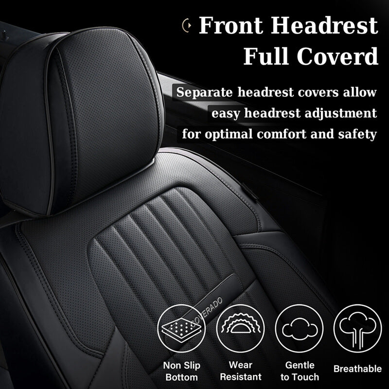 Coverado Leather Front and Back Seat Covers Fashion Water Resistant Auto Seat Protectors Universal Fit