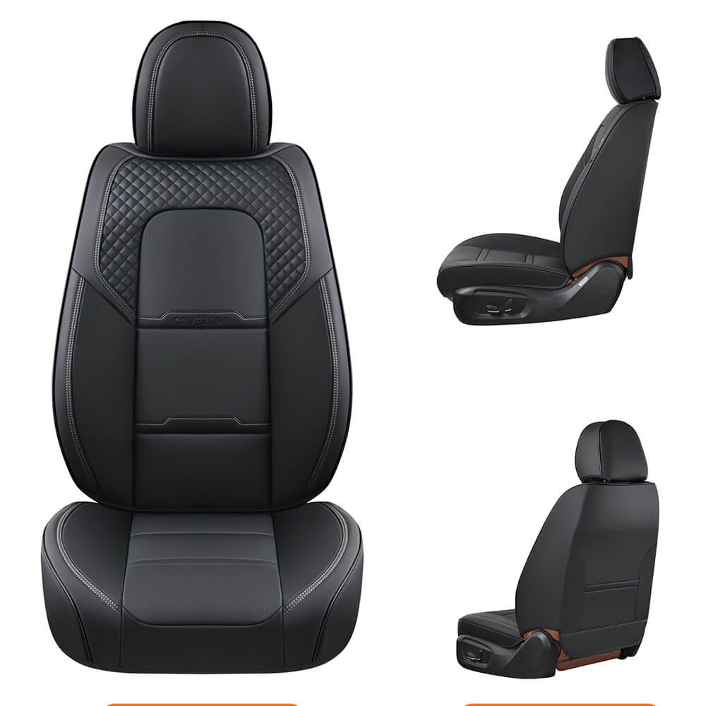 Coverado Car Front and Back Seat Covers Faux Leather Stylish Breathable Auto Seat Protectors Universal Fit