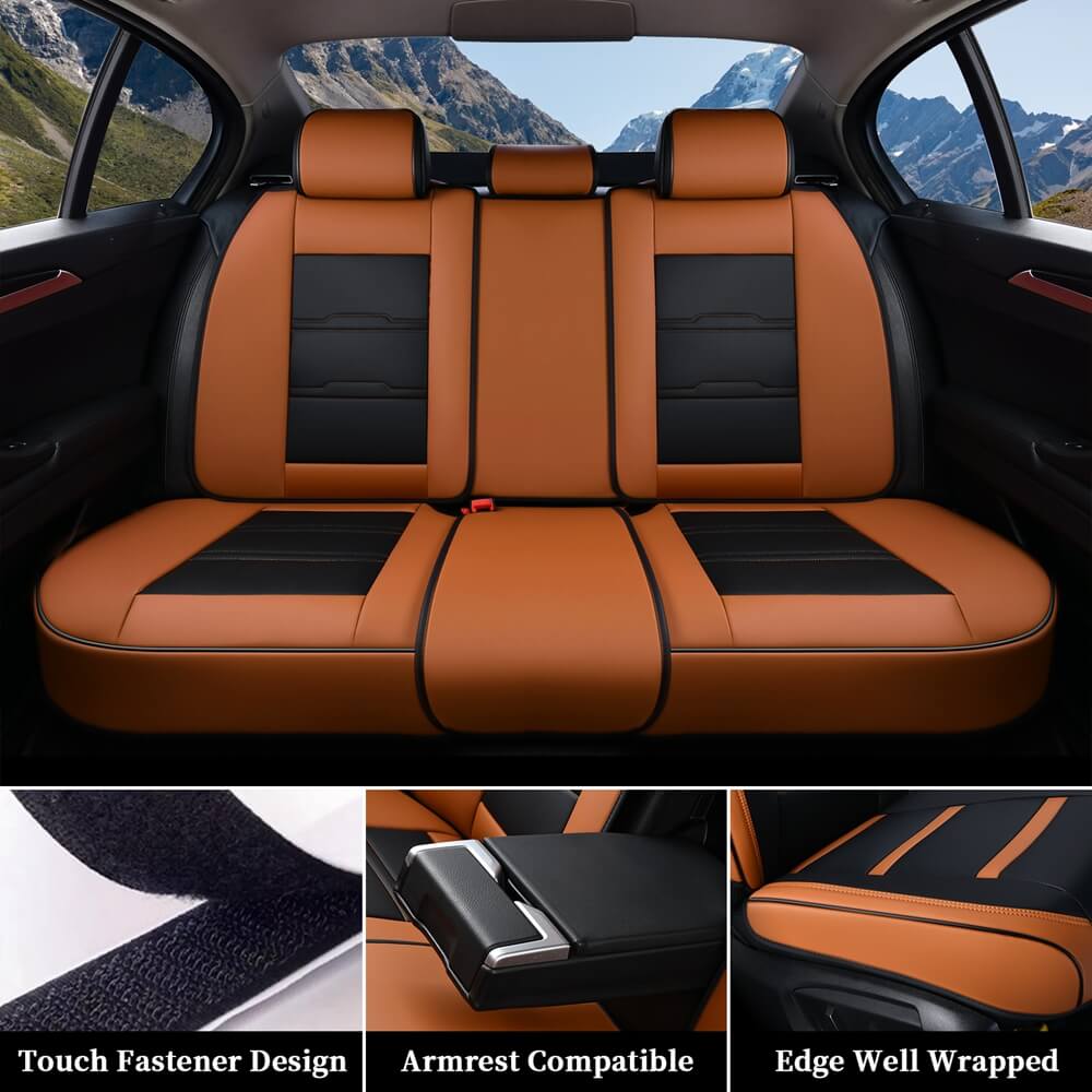 Coverado Car Front and Back Seat Covers Faux Leather Stylish Breathable Auto Seat Protectors Universal Fit