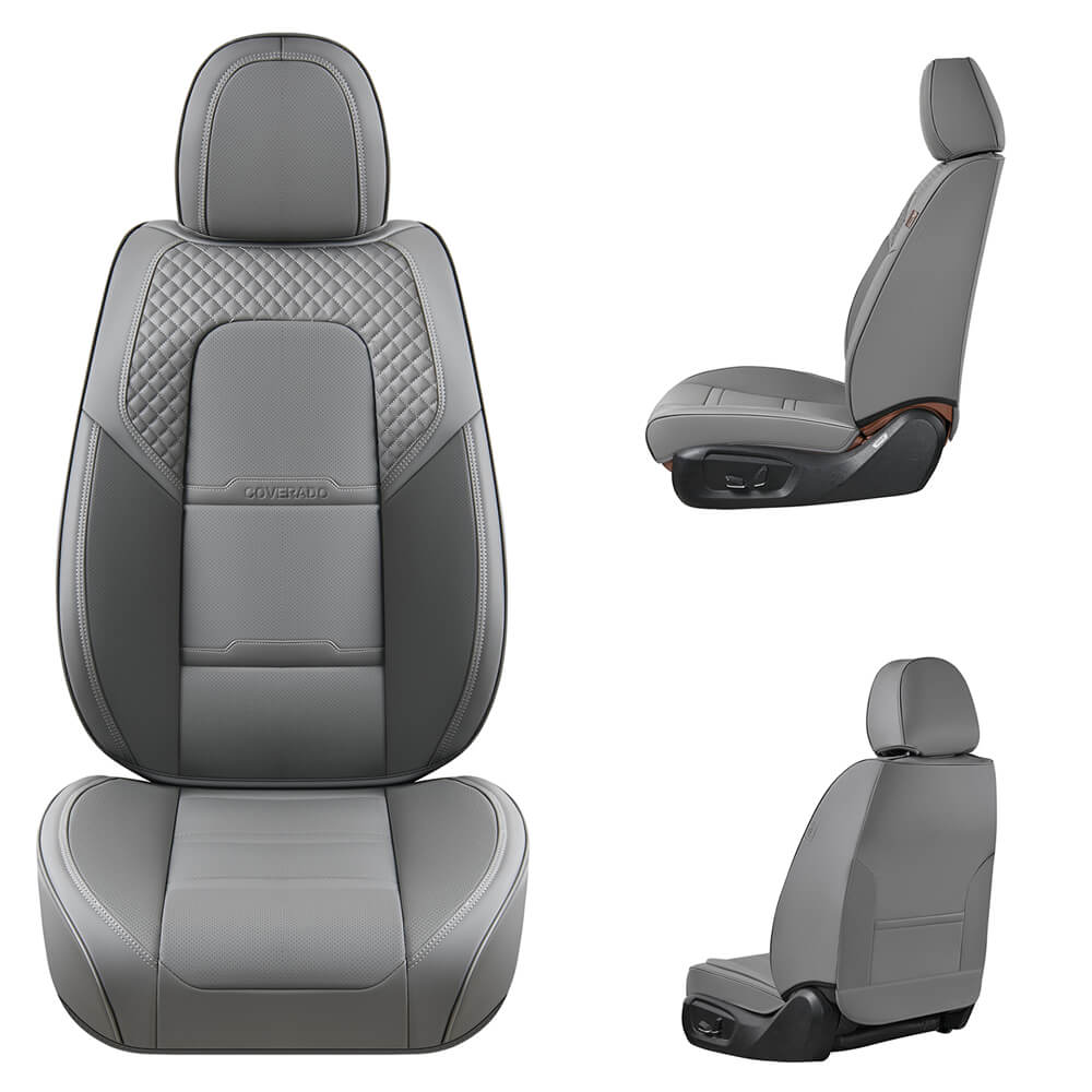 Coverado Car Front and Back Seat Covers Faux Leather Stylish Breathable Auto Seat Protectors Universal Fit