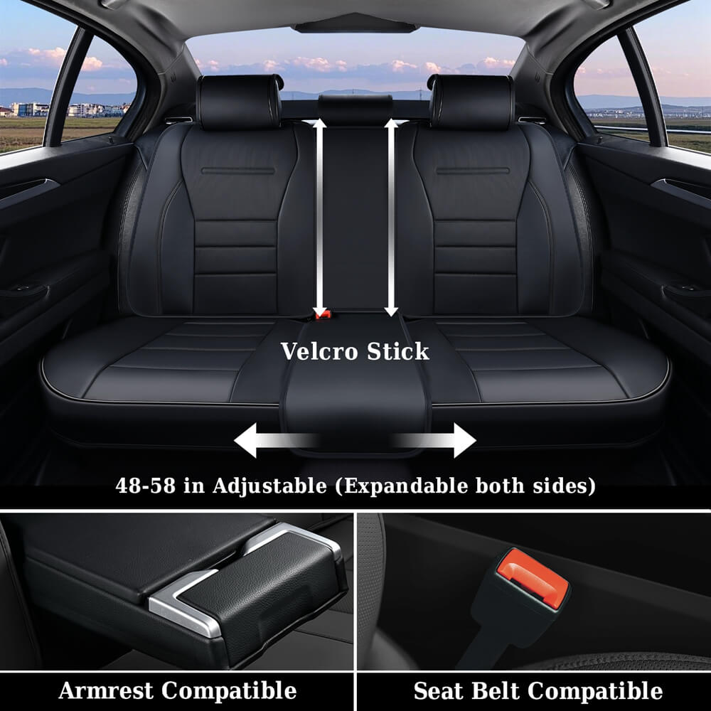 5 Seats Coverado Car Seat Covers Full Set Premium Leather Front Rear Auto Seat Protectors Universal Fit