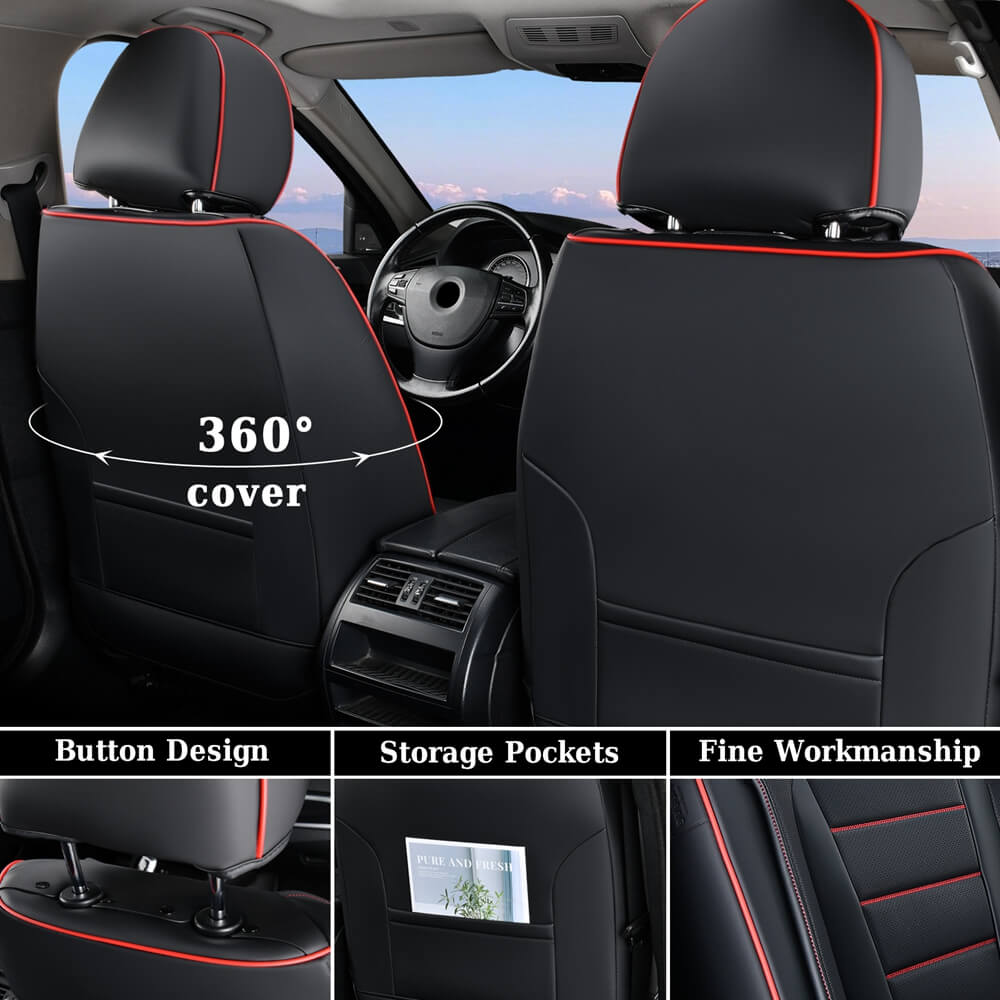 5 Seats Coverado Car Seat Covers Full Set Premium Leather Front Rear Auto Seat Protectors Universal Fit