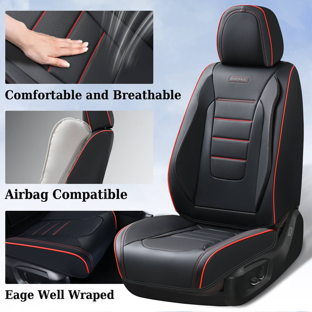 5 Seats Coverado Car Seat Covers Full Set Premium Leather Front Rear Auto Seat Protectors Universal Fit