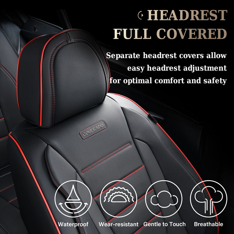 5 Seats Coverado Car Seat Covers Full Set Premium Leather Front Rear Auto Seat Protectors Universal Fit