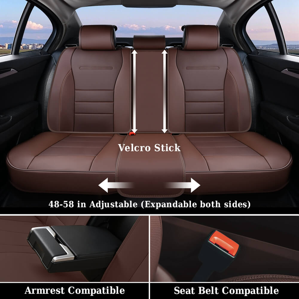 5 Seats Coverado Car Seat Covers Full Set Premium Leather Front Rear Auto Seat Protectors Universal Fit