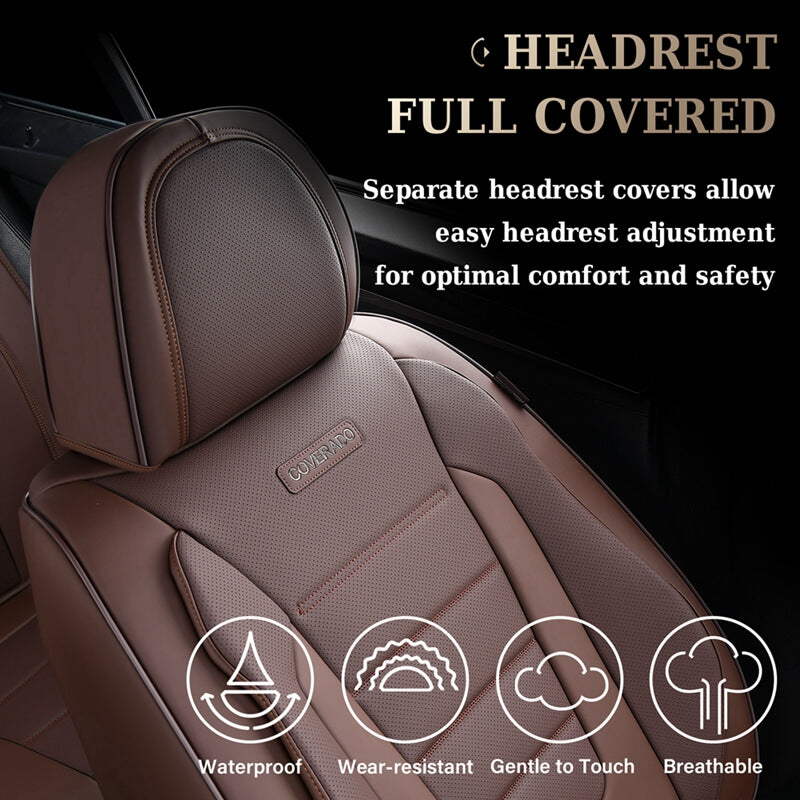 5 Seats Coverado Car Seat Covers Full Set Premium Leather Front Rear Auto Seat Protectors Universal Fit