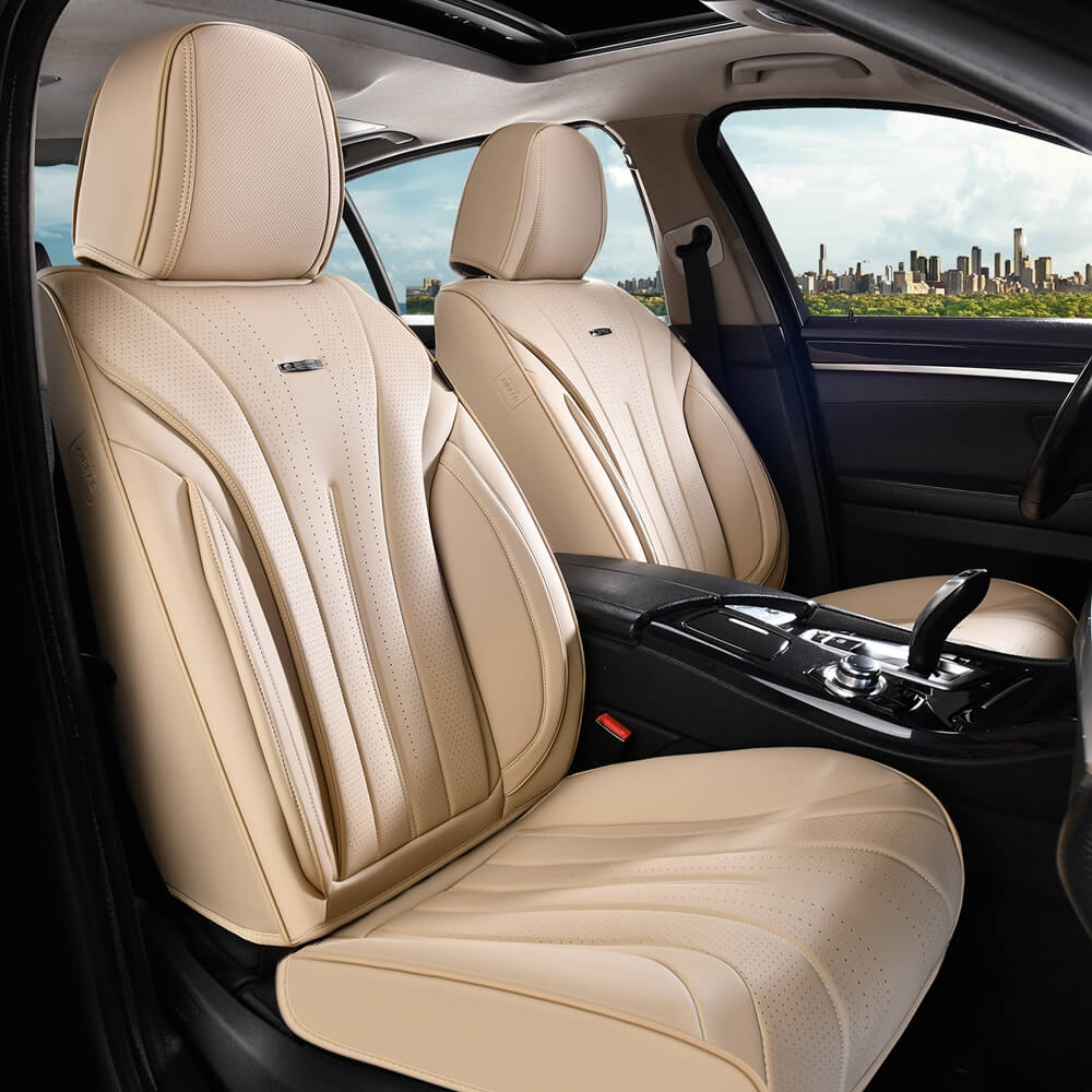 Coverado 5 Seats Full Set Car Seat Covers Front and Back Quality Leather Auto Seat Protectors Universal Fit