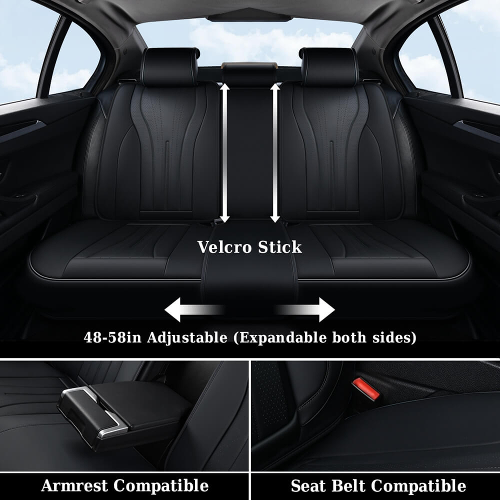 Coverado 5 Seats Full Set Car Seat Covers Front and Back Quality Leather Auto Seat Protectors Universal Fit