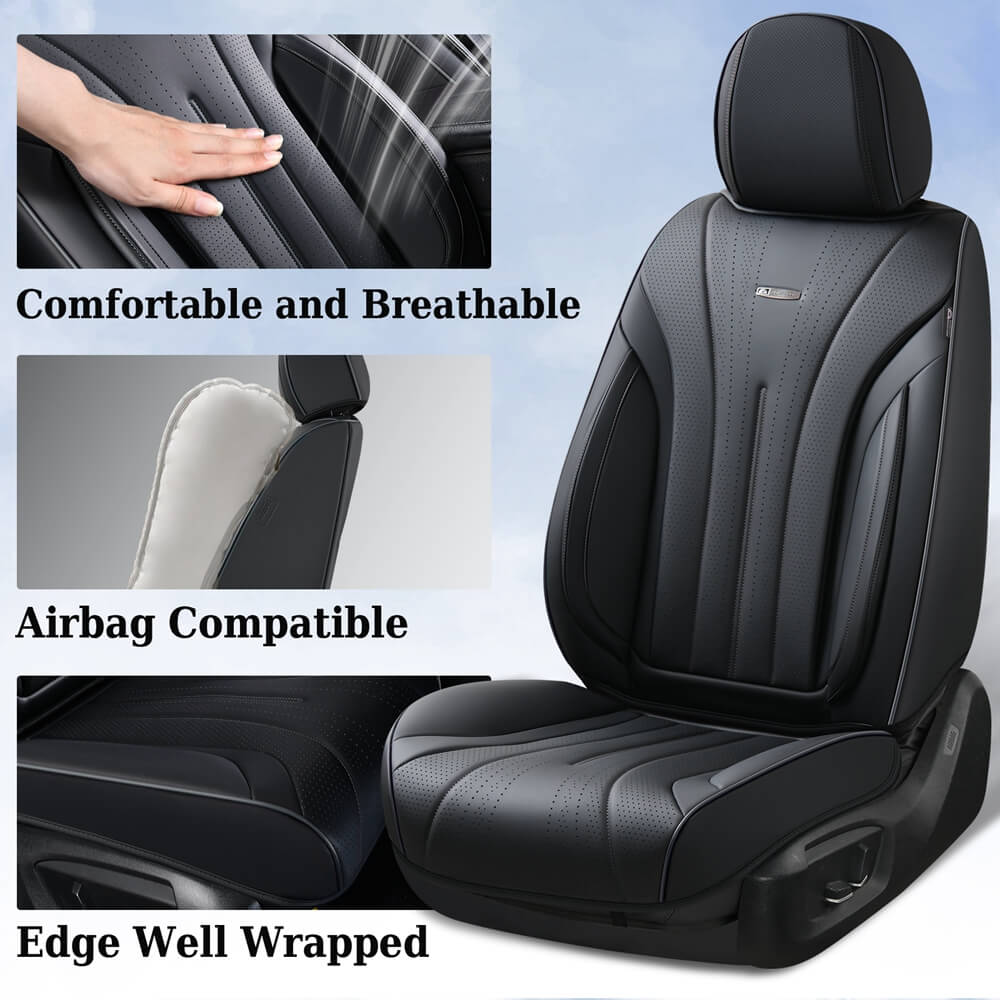 Coverado 5 Seats Full Set Car Seat Covers Front and Back Quality Leather Auto Seat Protectors Universal Fit