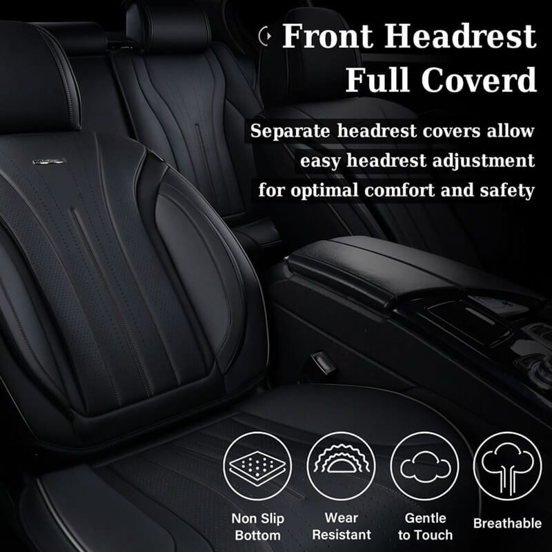 Coverado 5 Seats Full Set Car Seat Covers Front and Back Quality Leather Auto Seat Protectors Universal Fit