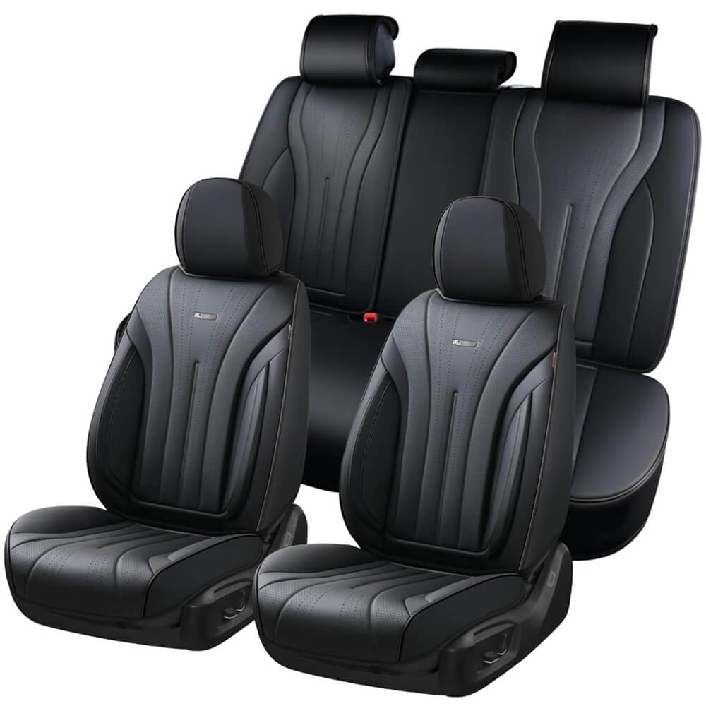 Coverado 5 Seats Full Set Car Seat Covers Front and Back Quality Leather Auto Seat Protectors Universal Fit