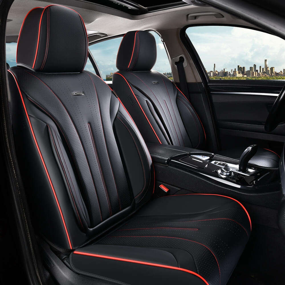 Coverado 5 Seats Full Set Car Seat Covers Front and Back Quality Leather Auto Seat Protectors Universal Fit