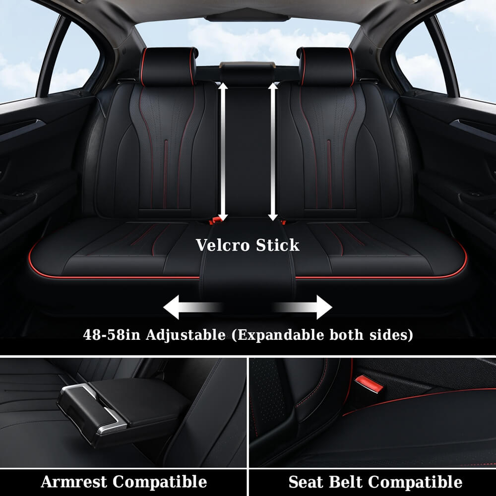 Coverado 5 Seats Full Set Car Seat Covers Front and Back Quality Leather Auto Seat Protectors Universal Fit