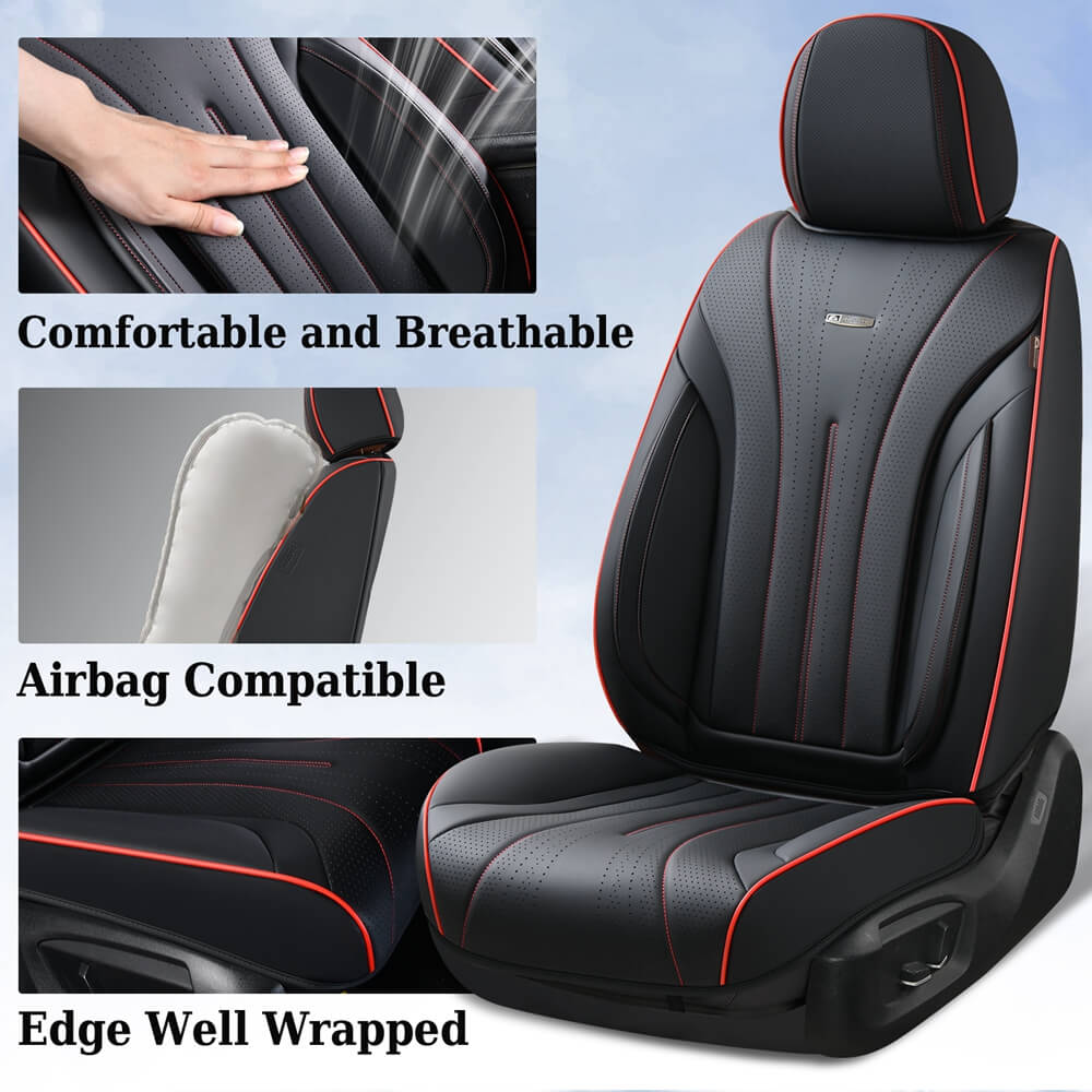 Coverado 5 Seats Full Set Car Seat Covers Front and Back Quality Leather Auto Seat Protectors Universal Fit