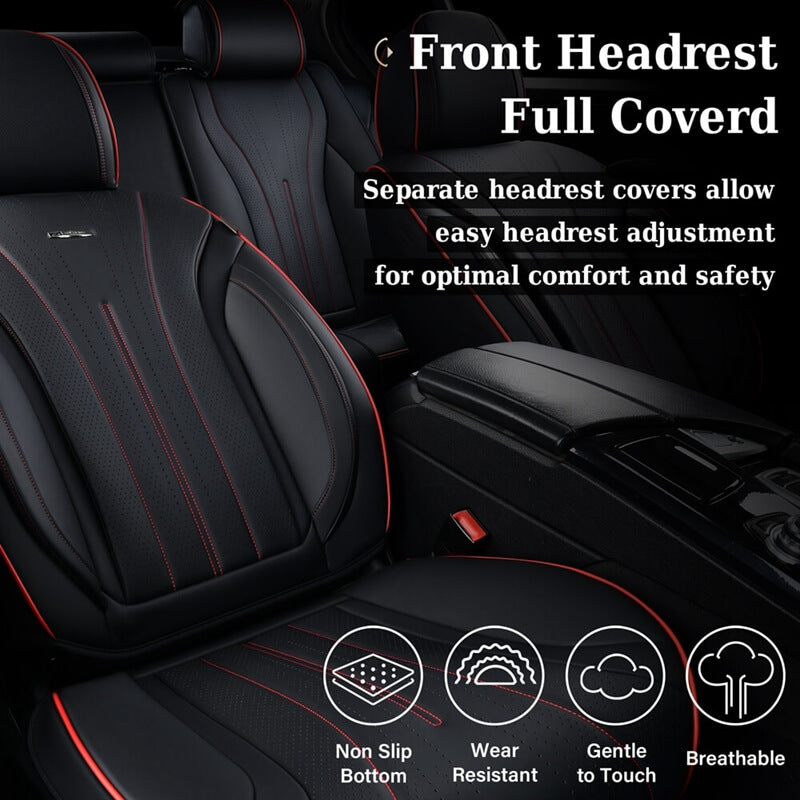 Coverado 5 Seats Full Set Car Seat Covers Front and Back Quality Leather Auto Seat Protectors Universal Fit