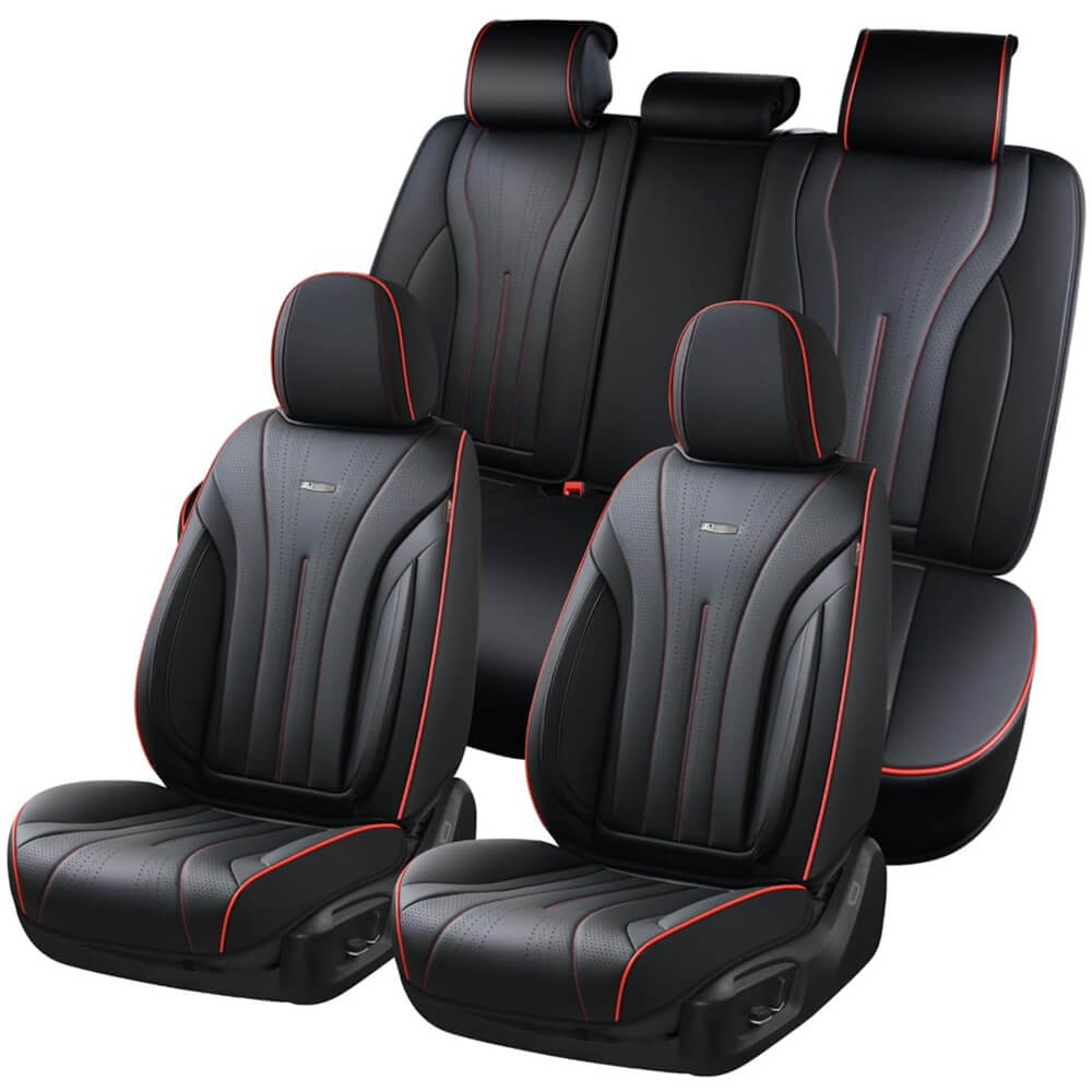 Coverado 5 Seats Full Set Car Seat Covers Front and Back Quality Leather Auto Seat Protectors Universal Fit