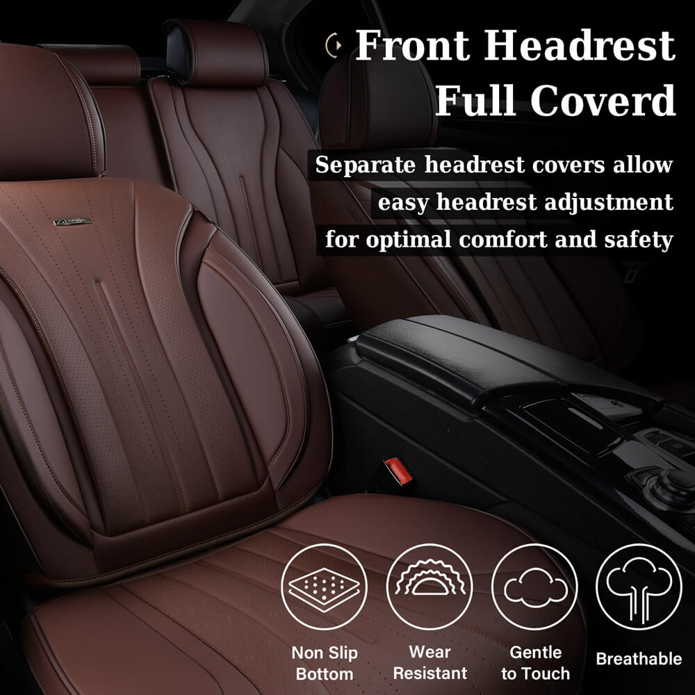Coverado 5 Seats Full Set Car Seat Covers Front and Back Quality Leather Auto Seat Protectors Universal Fit