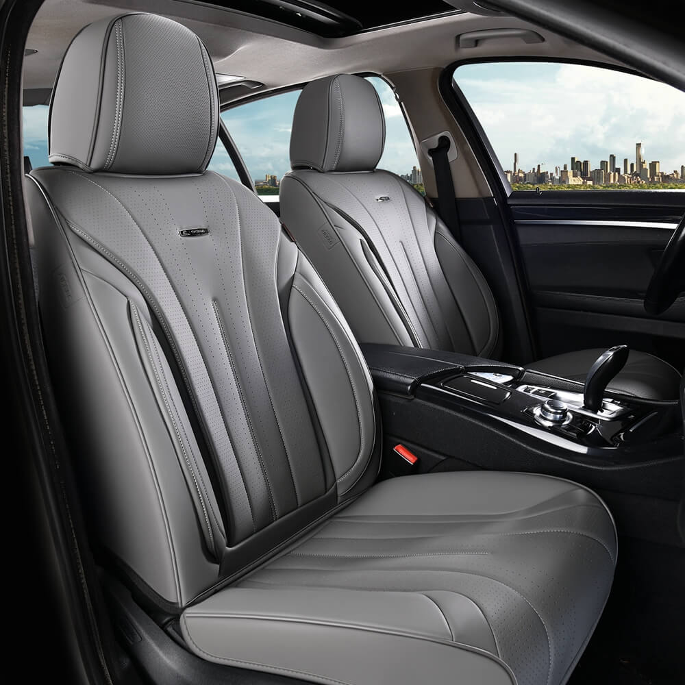 Coverado 5 Seats Full Set Car Seat Covers Front and Back Quality Leather Auto Seat Protectors Universal Fit