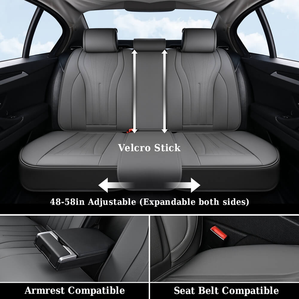 Coverado 5 Seats Full Set Car Seat Covers Front and Back Quality Leather Auto Seat Protectors Universal Fit