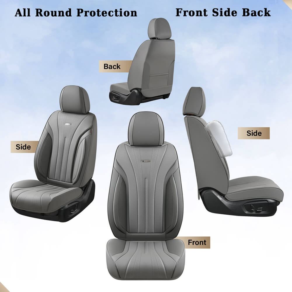 Coverado 5 Seats Full Set Car Seat Covers Front and Back Quality Leather Auto Seat Protectors Universal Fit