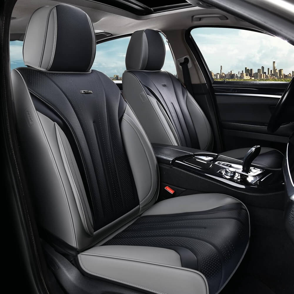 Coverado 5 Seats Full Set Car Seat Covers Front and Back Quality Leather Auto Seat Protectors Universal Fit