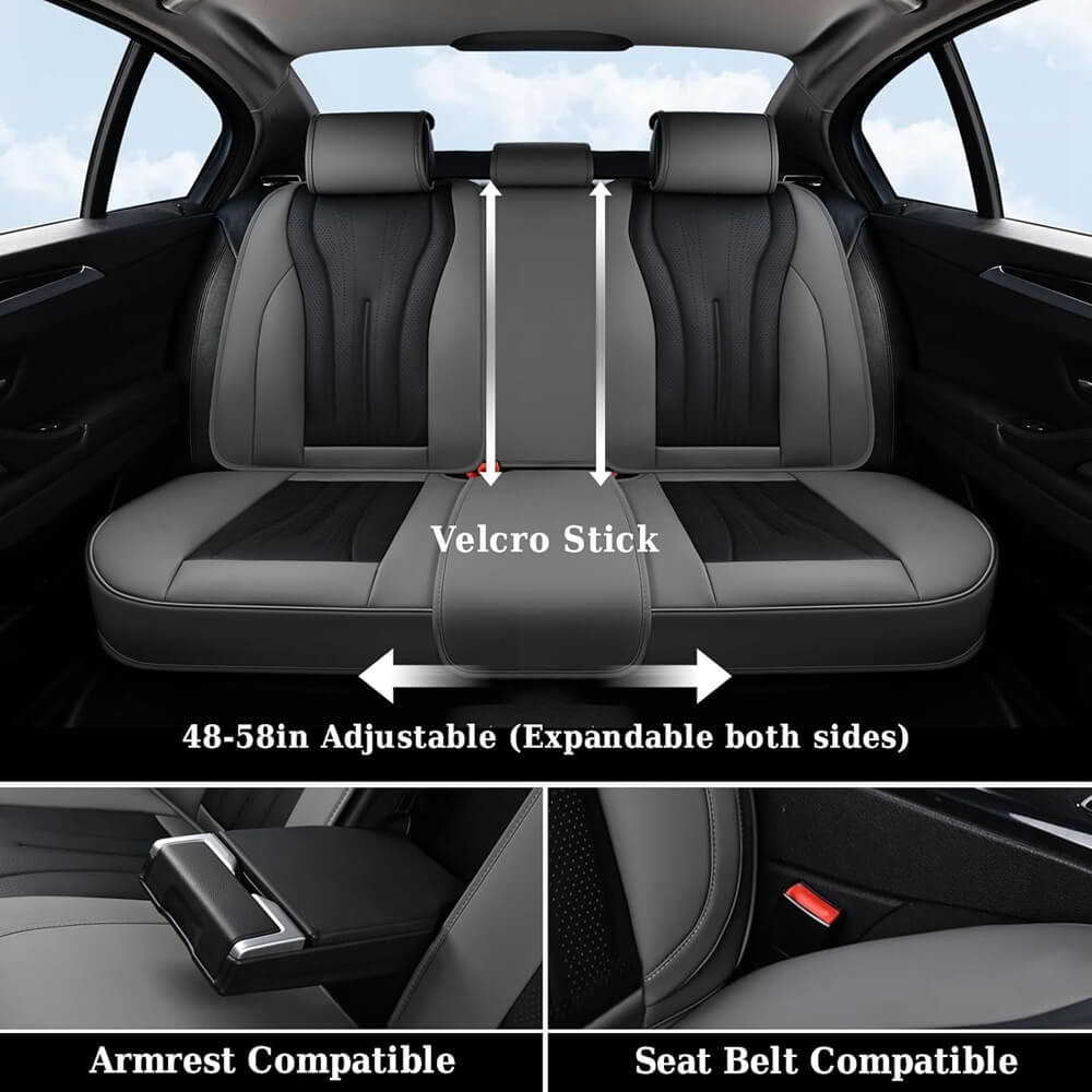 Coverado 5 Seats Full Set Car Seat Covers Front and Back Quality Leather Auto Seat Protectors Universal Fit