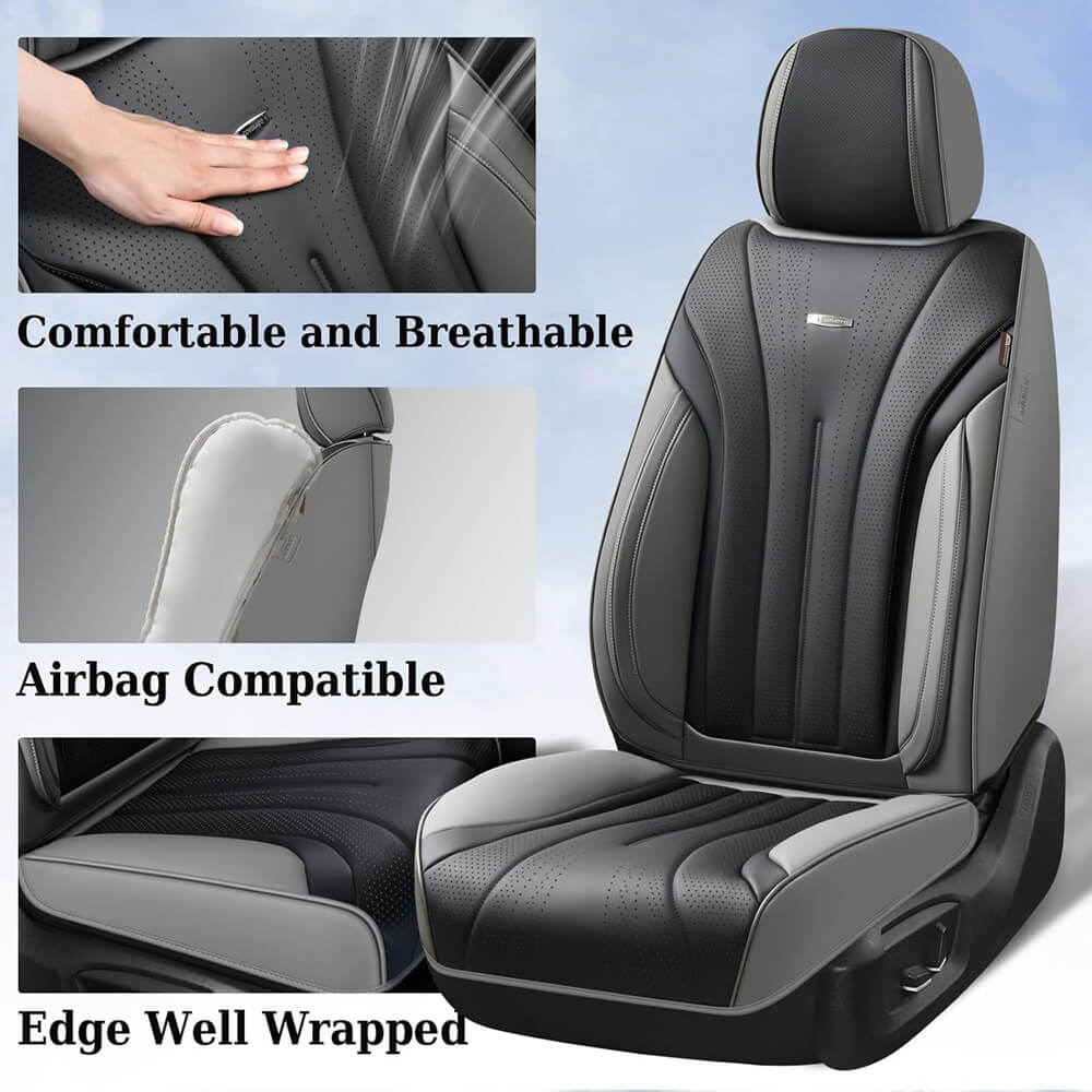 Coverado 5 Seats Full Set Car Seat Covers Front and Back Quality Leather Auto Seat Protectors Universal Fit