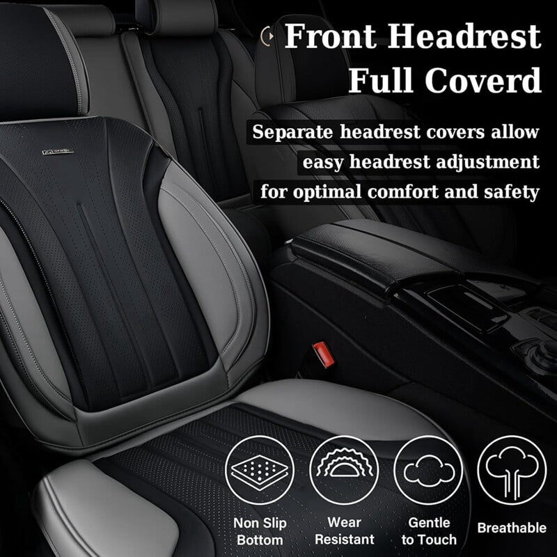 Coverado 5 Seats Full Set Car Seat Covers Front and Back Quality Leather Auto Seat Protectors Universal Fit