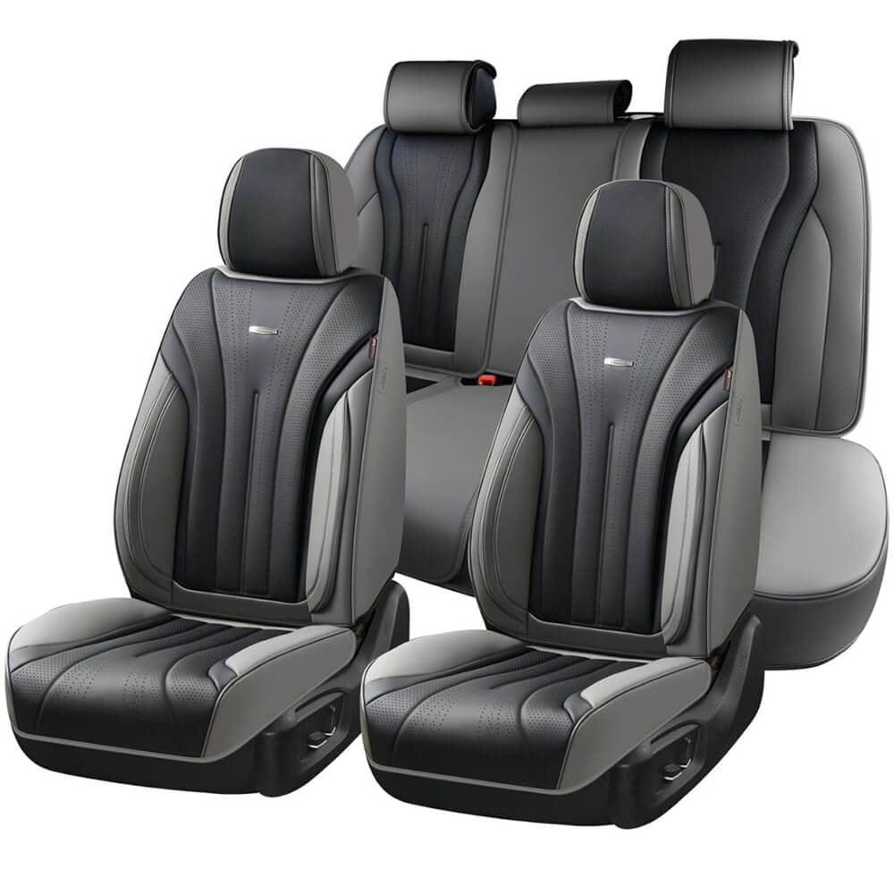 Coverado 5 Seats Full Set Car Seat Covers Front and Back Quality Leather Auto Seat Protectors Universal Fit