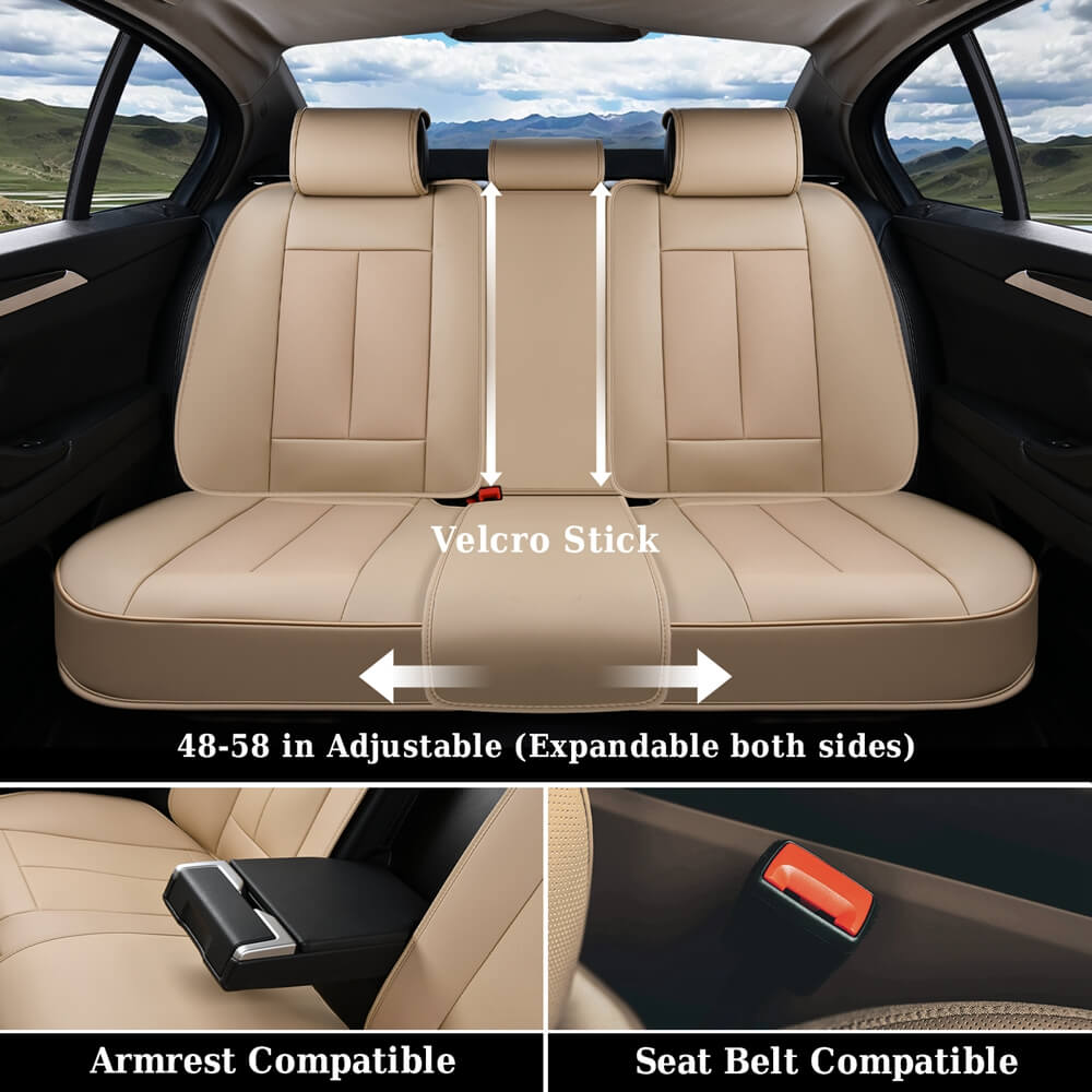 Coverado Auto Seat Covers with Lumbar Support Premium Leather Seat Covers Protector for Cars Universal Fit