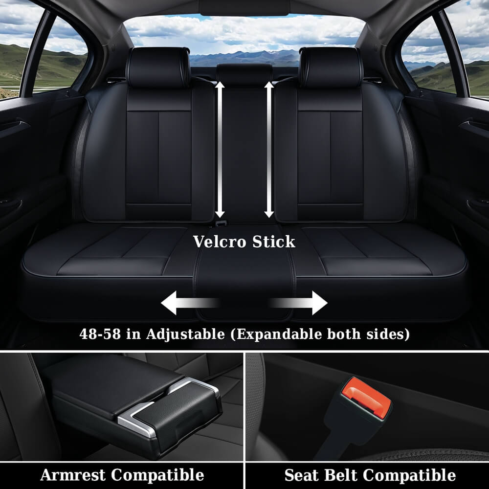 Coverado Auto Seat Covers with Lumbar Support Premium Leather Seat Covers Protector for Cars Universal Fit