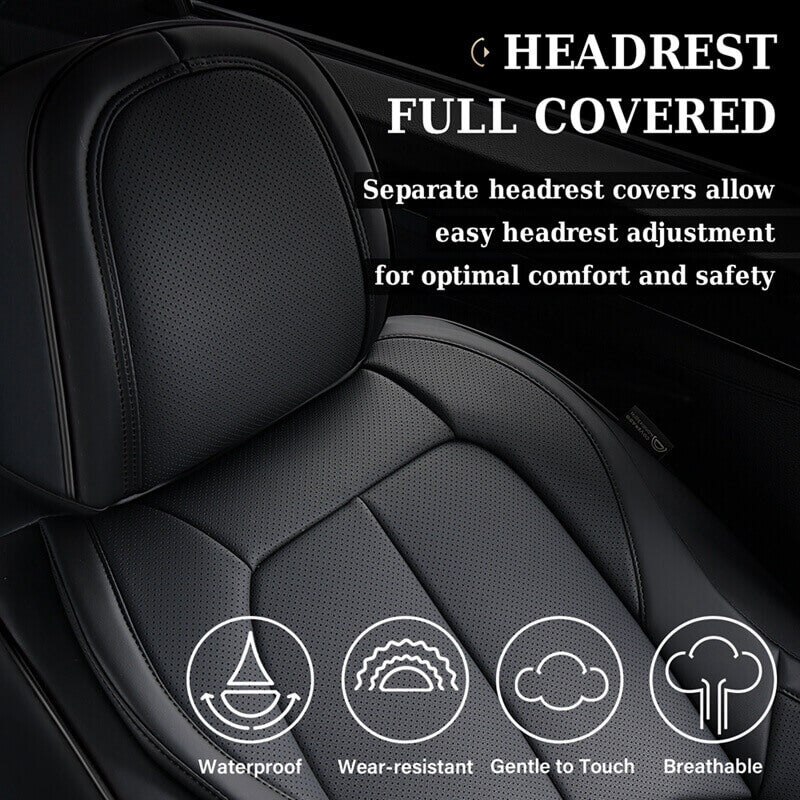 Coverado Auto Seat Covers with Lumbar Support Premium Leather Seat Covers Protector for Cars Universal Fit