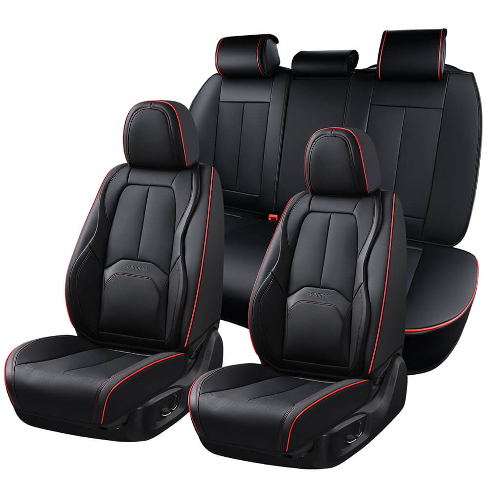 Coverado Auto Seat Covers with Lumbar Support Premium Leather Seat Covers Protector for Cars Universal Fit