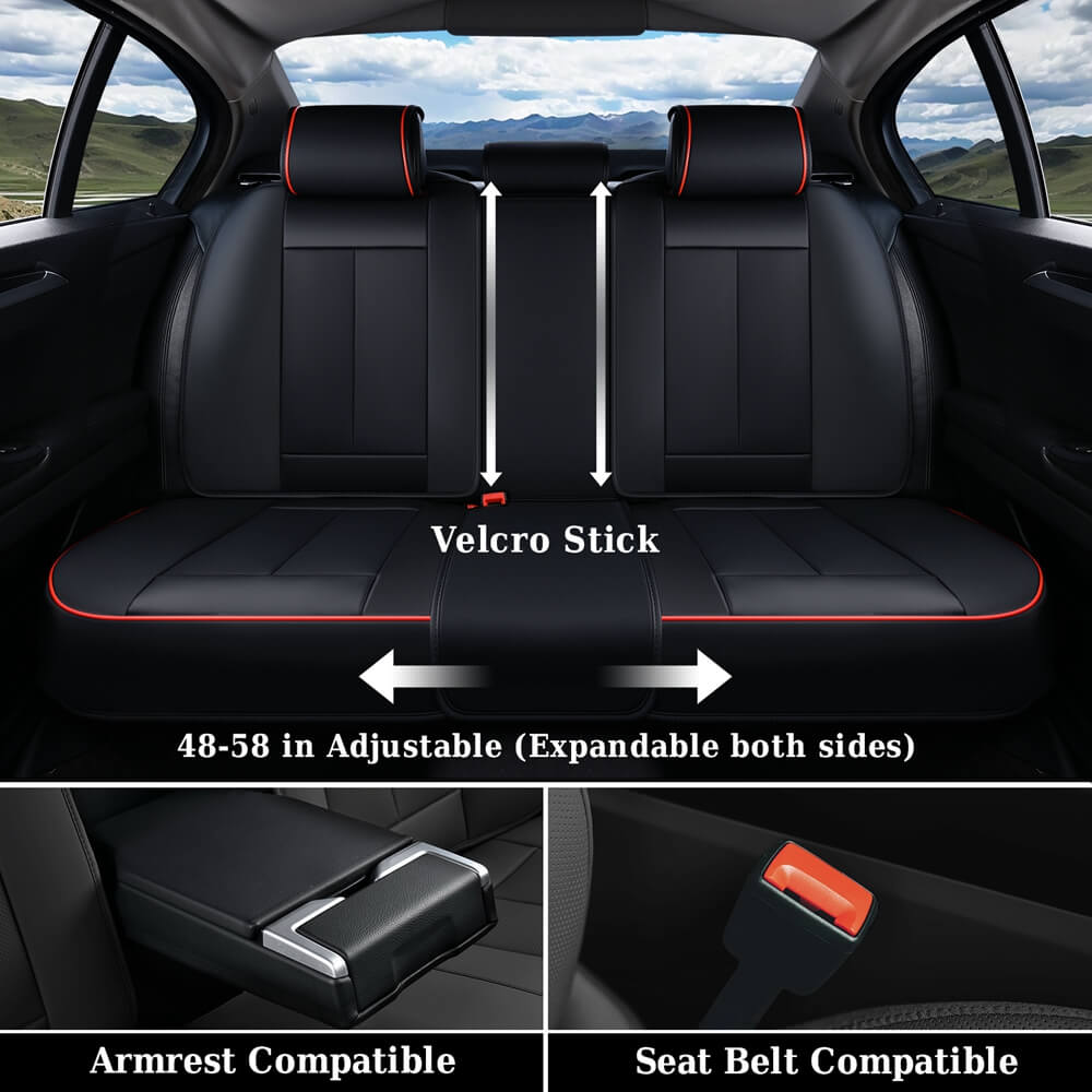 Coverado Auto Seat Covers with Lumbar Support Premium Leather Seat Covers Protector for Cars Universal Fit