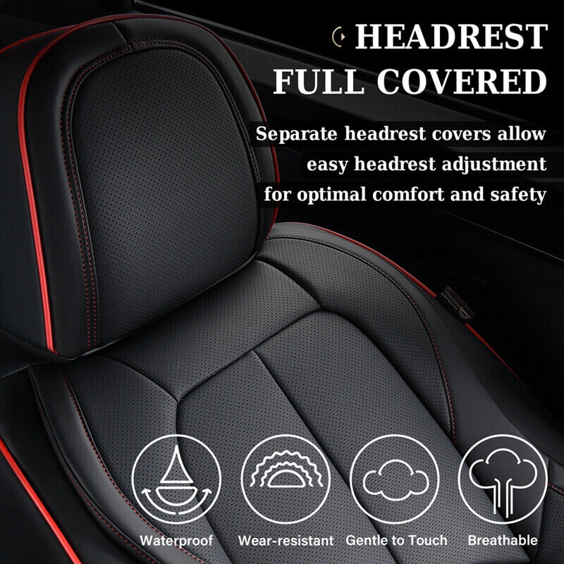 Coverado Auto Seat Covers with Lumbar Support Premium Leather Seat Covers Protector for Cars Universal Fit