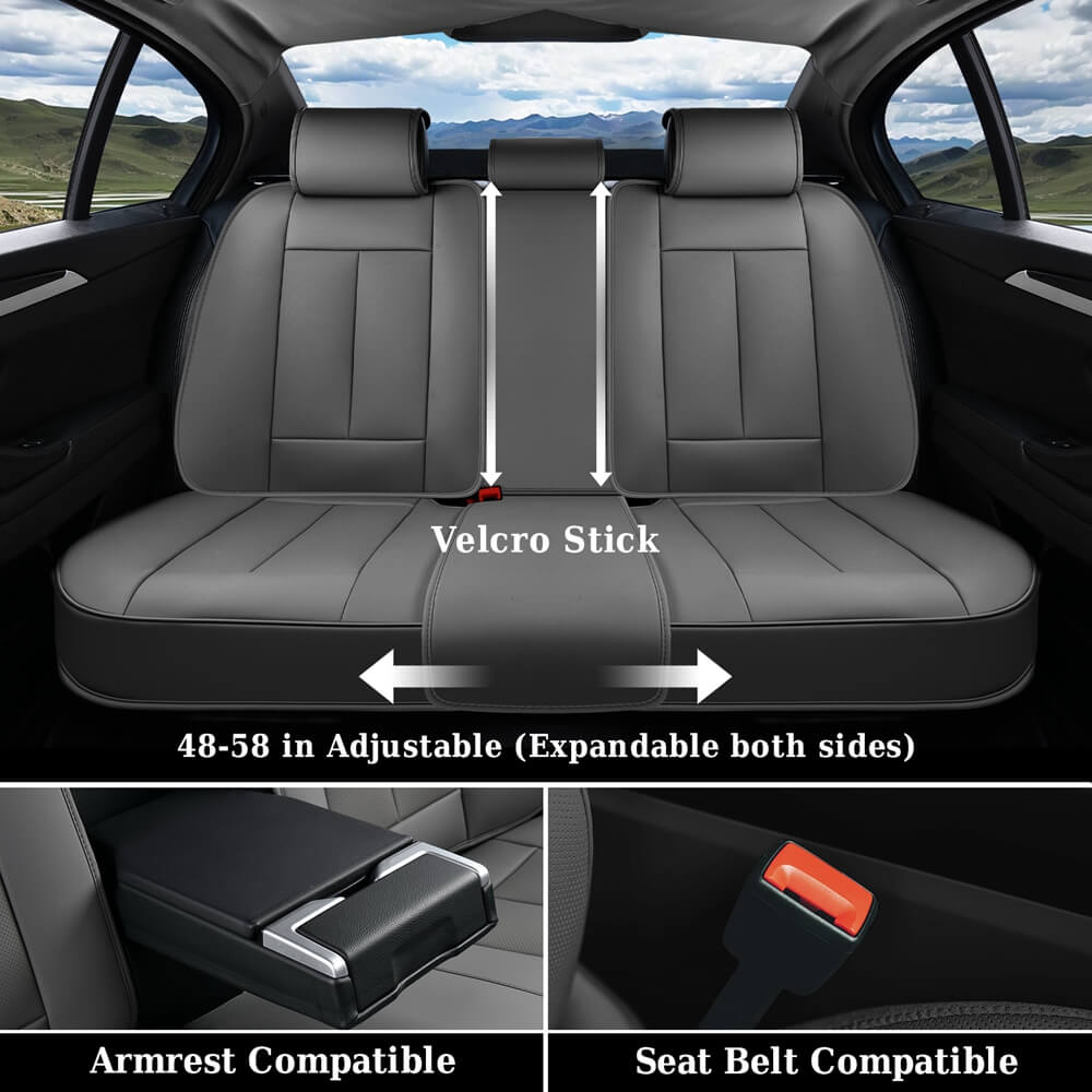 Coverado Auto Seat Covers with Lumbar Support Premium Leather Seat Covers Protector for Cars Universal Fit