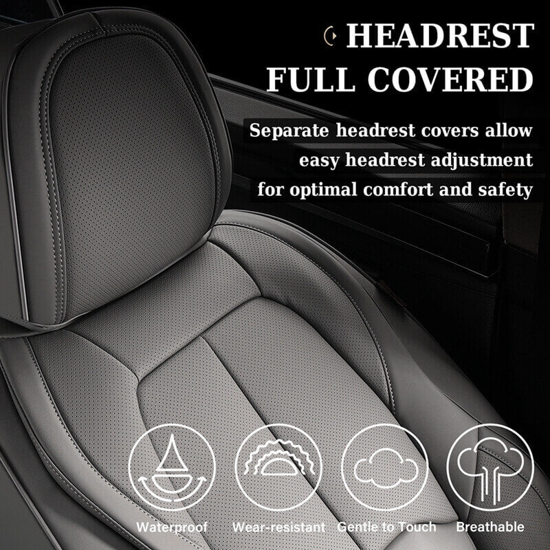 Coverado Auto Seat Covers with Lumbar Support Premium Leather Seat Covers Protector for Cars Universal Fit
