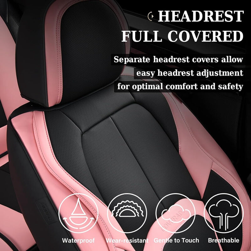 5 Seats Coverado Auto Seat Covers with Lumbar Support Premium Leather Seat Covers Full Set Protector for Cars Universal Fit