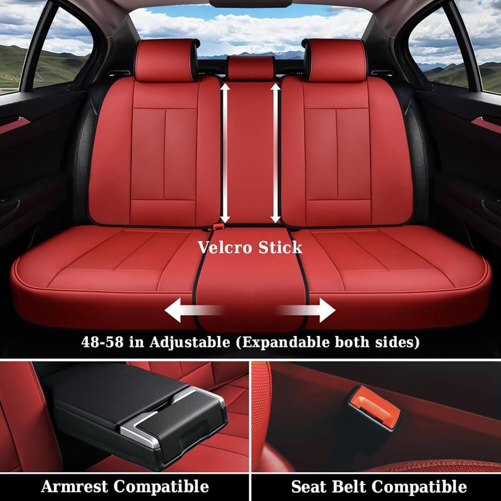 Coverado Auto Seat Covers with Lumbar Support Premium Leather Seat Covers Protector for Cars Universal Fit