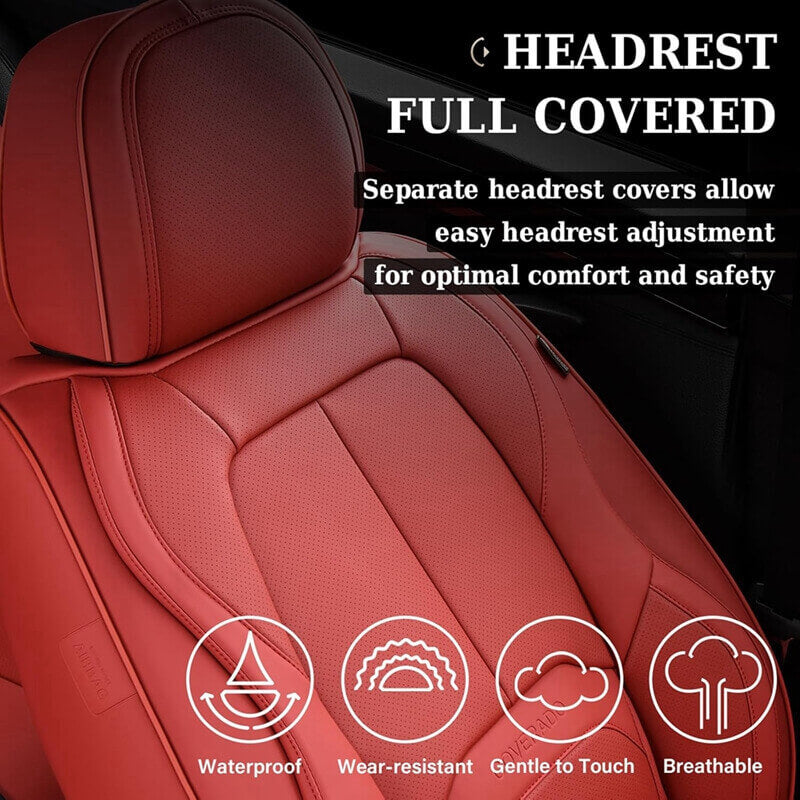 Coverado Auto Seat Covers with Lumbar Support Premium Leather Seat Covers Protector for Cars Universal Fit