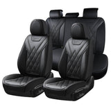 Coverado Car Seat Covers Front and Rear Seats Diamond Pattern Leather Water Resistant Auto Seat Covers Universal Fit