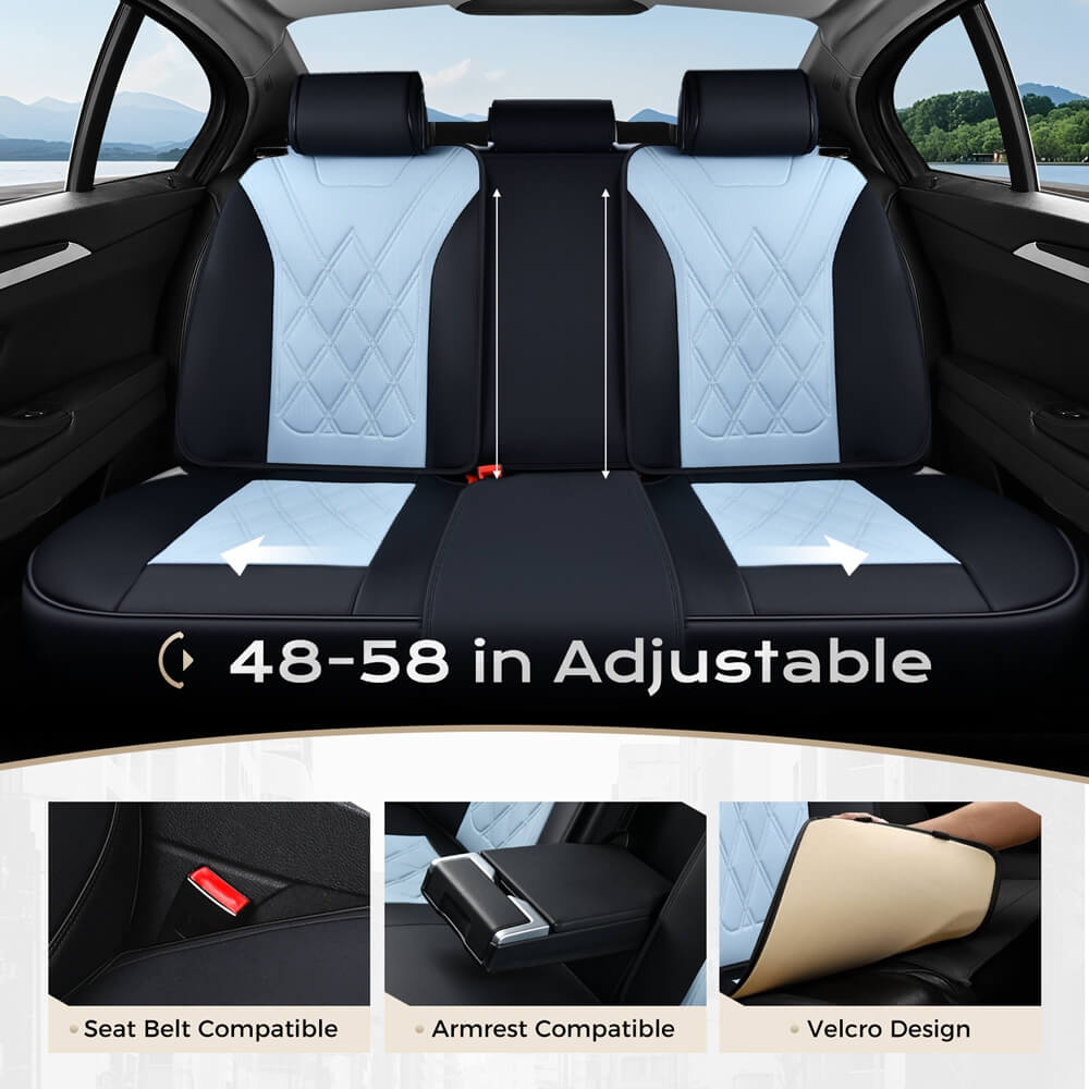 Coverado 5 Seat Full Set Car Seat Covers Leather Diamond Pattern  Front Rear Seats Water Resistant Auto Seat Covers Universal Fit