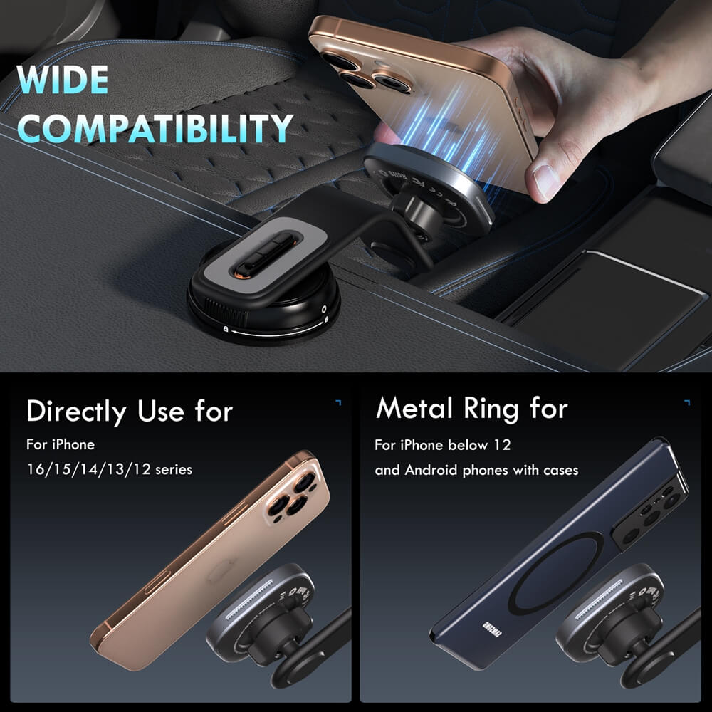 Coverado Car Wireless Charger Magnetic 15W Car Mount Fast Charging Phone Holder for iPhone 16 15 14 13 12