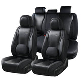 Coverado Full Set 5 Seats Car Seat Covers Front and Rear with Lumbar Support Leather Comfortable Auto Seat Protectors Universal Fit