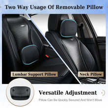 Load image into Gallery viewer, Coverado Front and Rear Car Seat Covers with Lumbar Support Leather Comfortable Auto Seat Protectors Universal Fit