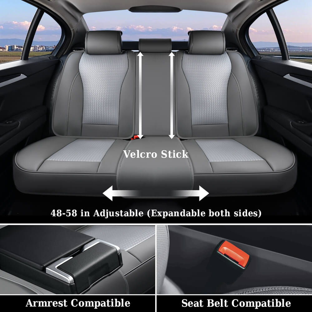 Coverado Front and Rear Car Seat Covers with Lumbar Support Leather Comfortable Auto Seat Protectors Universal Fit