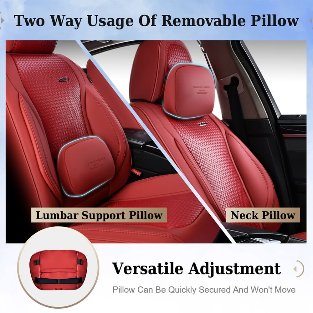 Coverado Front and Rear Car Seat Covers with Lumbar Support Leather Comfortable Auto Seat Protectors Universal Fit